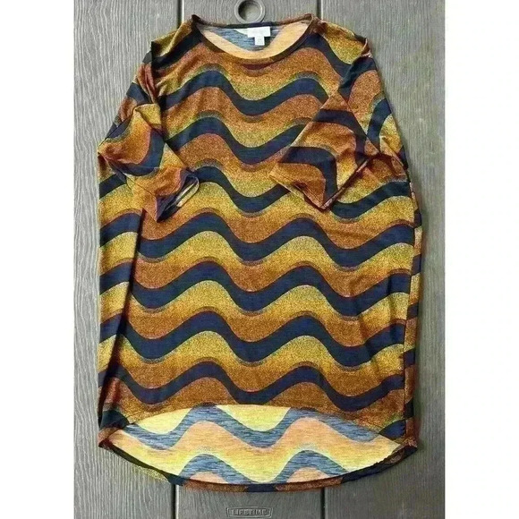 LuLaRoe Irma Tunic Top Sz XS Multicolored Striped Silky Feel - Picture 1 of 8